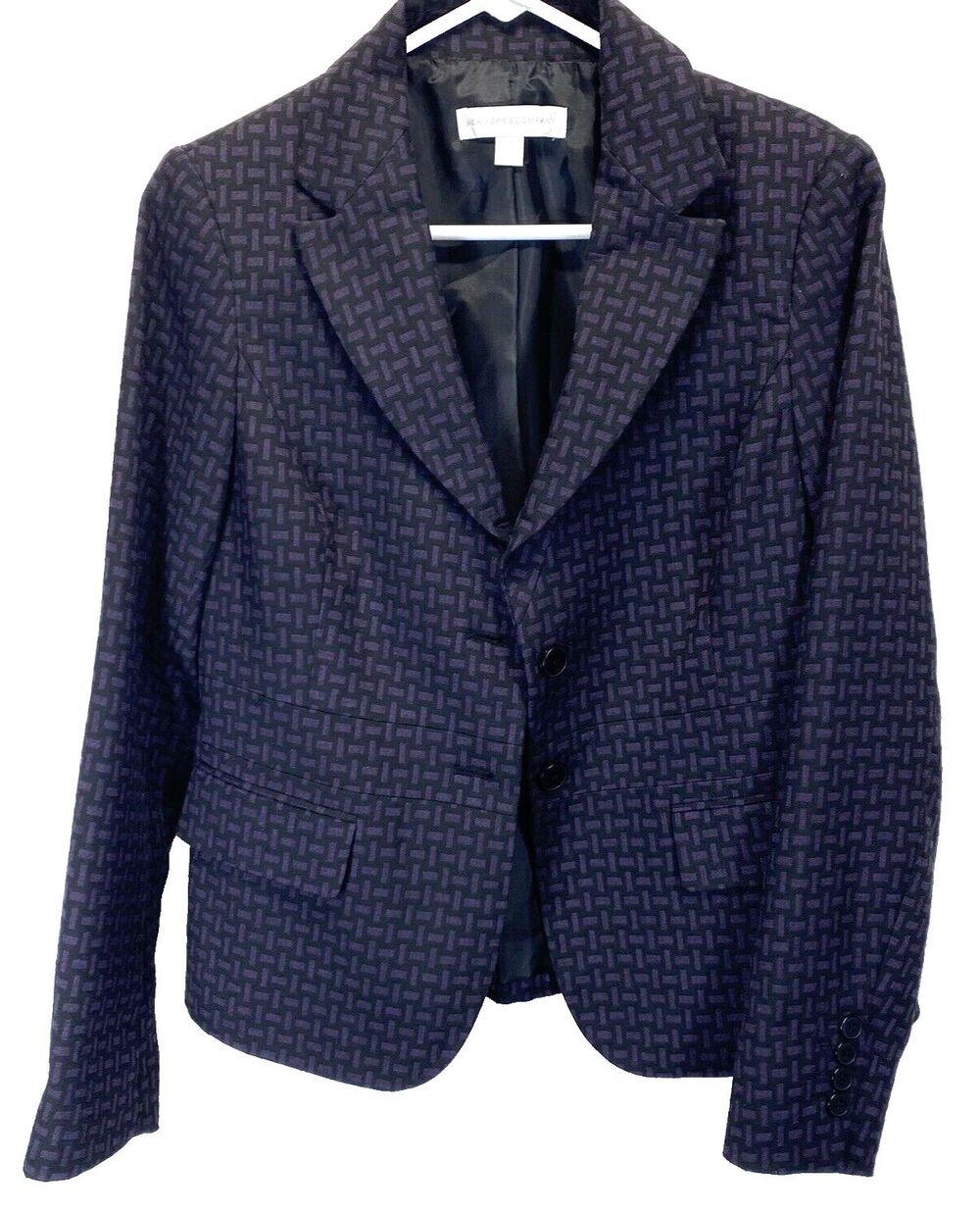 New York & Co. Blazer Jacket Womens Size 8 Average Purple/Black 2 Button Career
